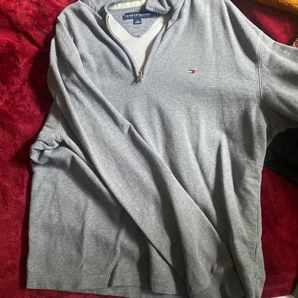 Tommy Hilfiger grey zip up sweater. Medium true to size